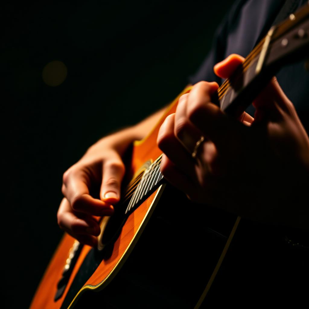 Detalhe do violão em palco